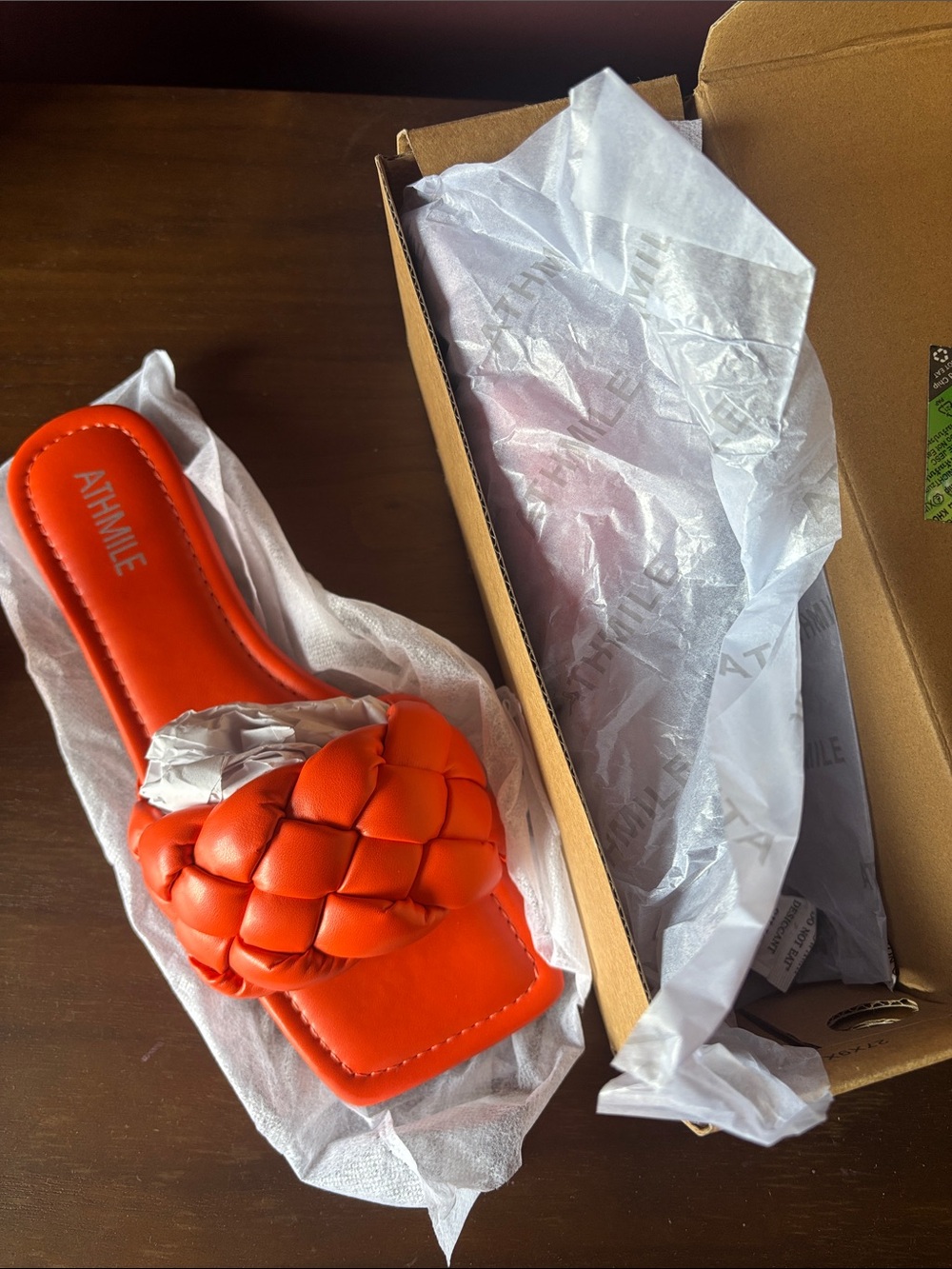NWT - Orange Braided Slide Sandals size 8